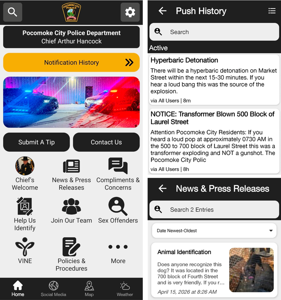 Pocomoke Police Launches Mobile App and Updated Website